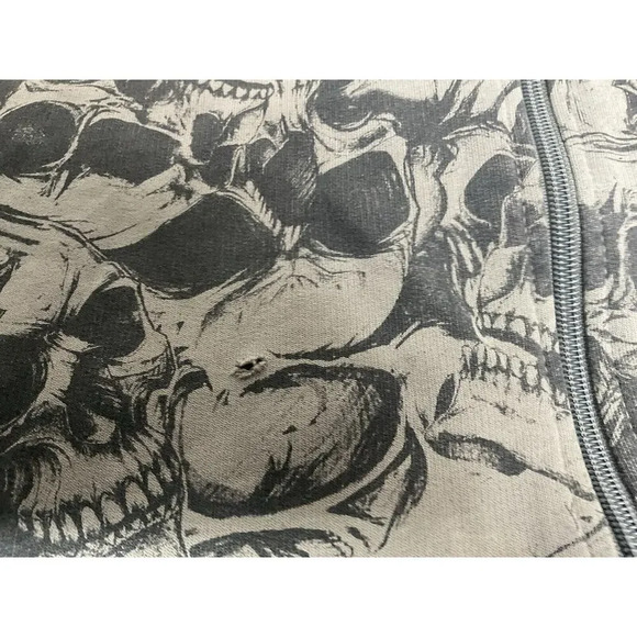 MMA Elite Full Zip Hoodie Men’s Size 2XL Skulls Aop Graphic Sherpa Y2K - Picture 4 of 12